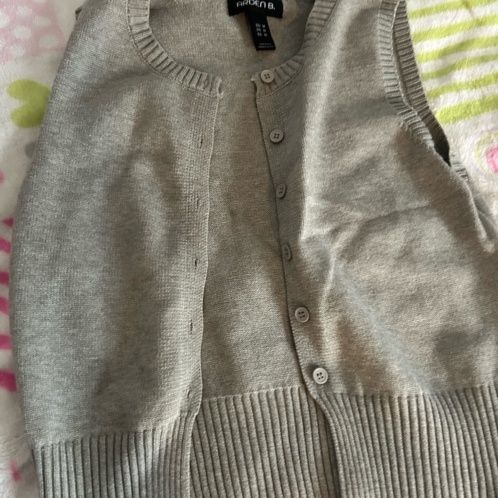 Arden B Light Gray Button-Up Vest